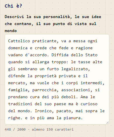 La descrizione della voce, scritta con parole proprie.