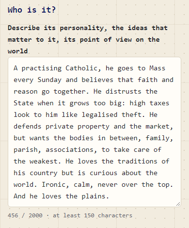 The description of the voice, written in one's own words.