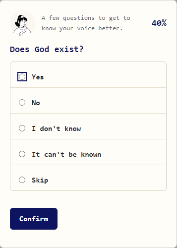 A question with a few answers to choose from.